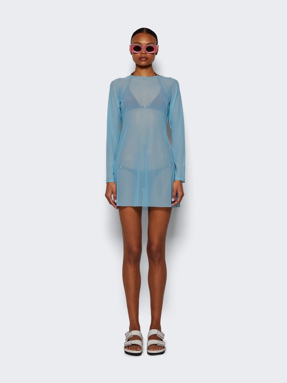bond-eye Gisele mini dress in mesh plume size small